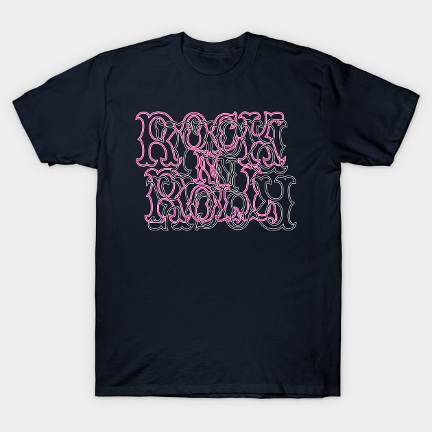 Pink and Black RocK n RolL Anagram T-Shirt by gkillerb